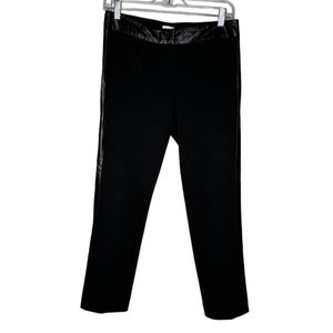 Laundry by Shelli Segal Pants Womens 6 Black Vegan Leather Tuxedo Stripe Neutral